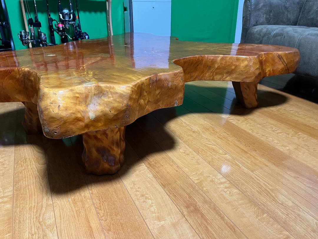 【天然木 一枚板】欅 ケヤキ テーブル 光沢仕上げ 140×70cm 60kg