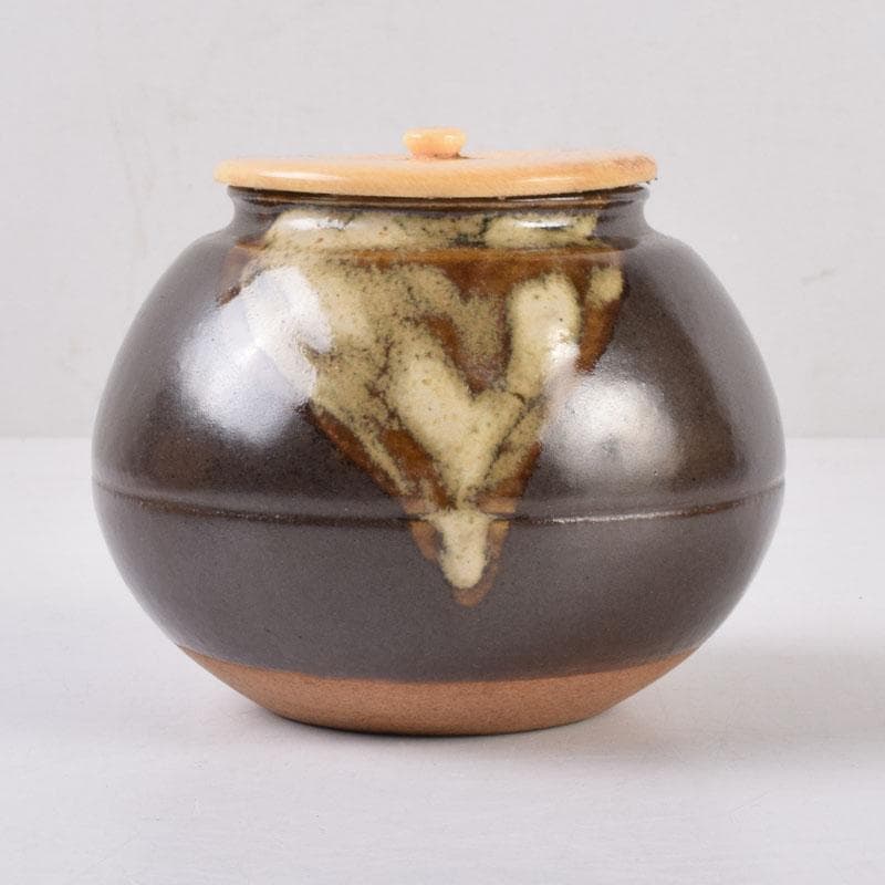 茶道具　膳所焼　淡海ぜぜ　平茶入　仕覆付　宗達極書付箱　M　8488