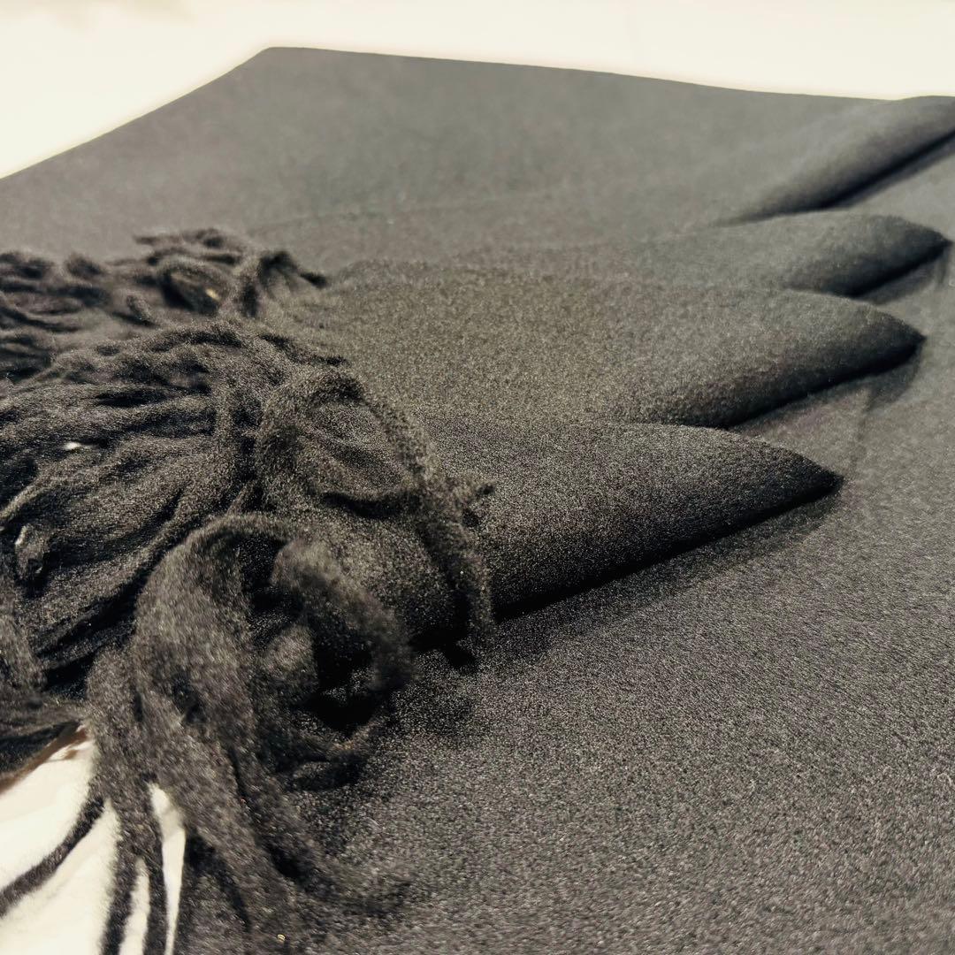 し*離様 ジョンストンズ カシミア 大判ストール マフラー ブラック （黒）