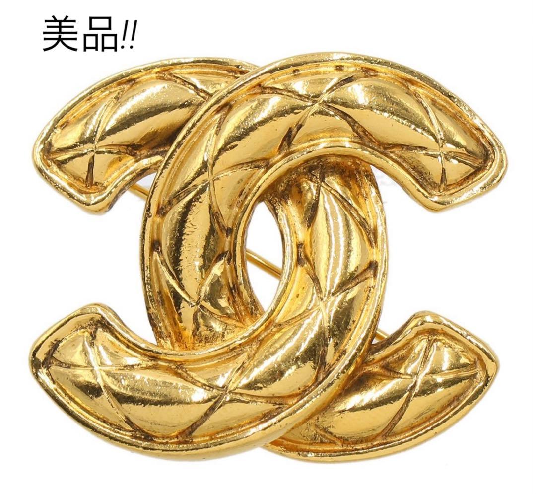 K2212 美品 シャネル ココマーク マトラッセ柄 ブローチ