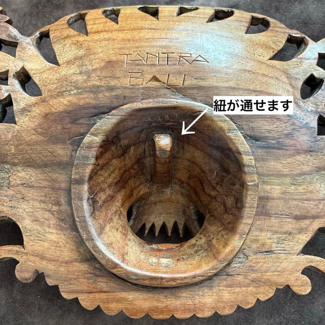 聖獣 バロン バリ島 手彫り 木彫 エスニック　壁掛け　魔除け　長さ31㎝