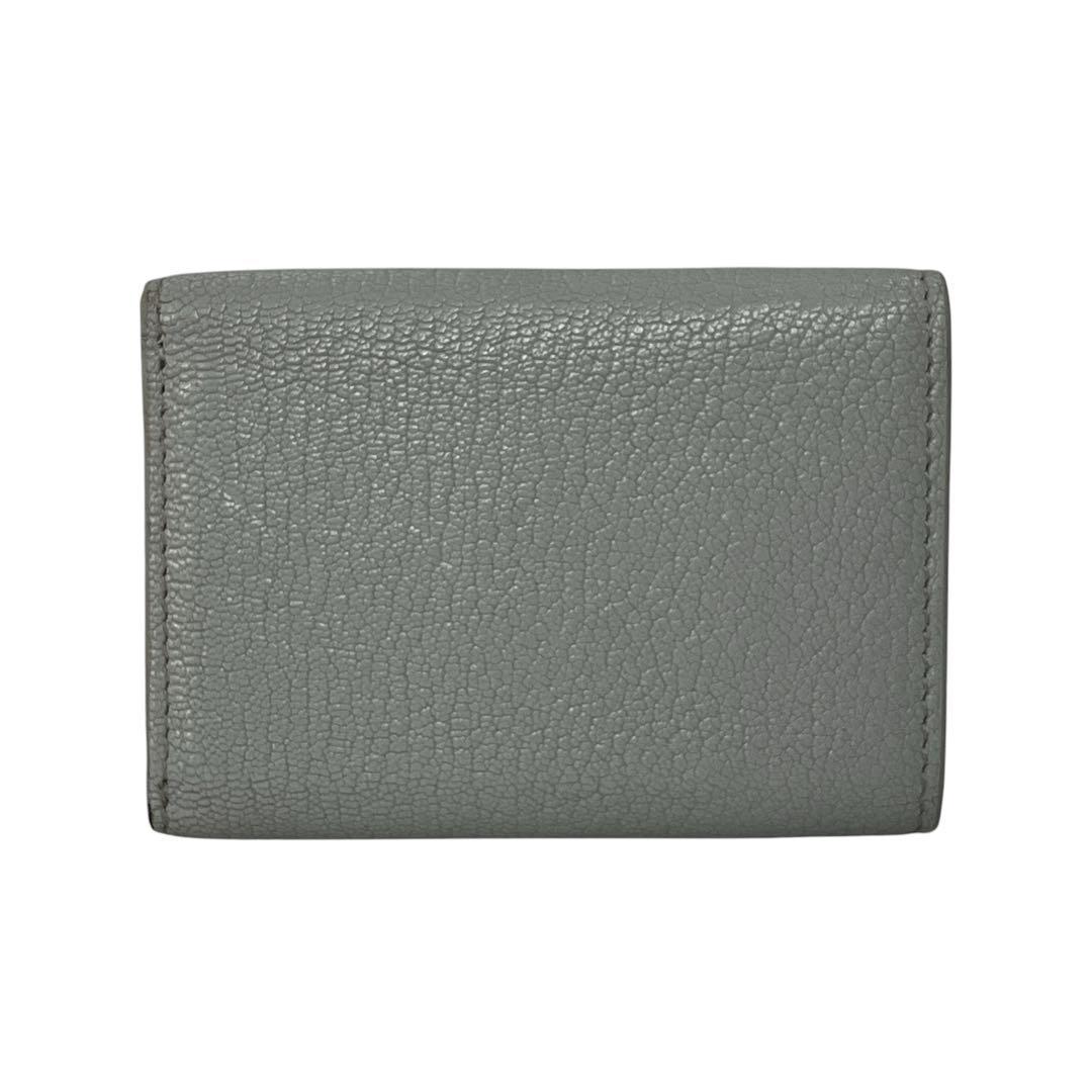 ミュウミュウ　折り財布　コンパクト財布　マドラス　パール　リボン　水色　レザー