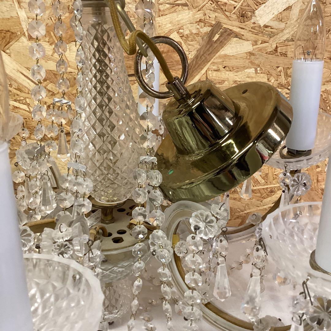 ヤマギワ　クリスタルビーズの6灯　アンティーク　シャンデリア　100V（H100