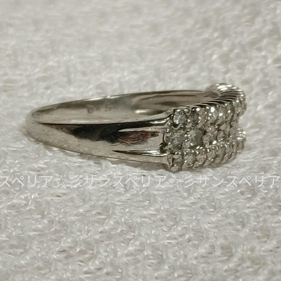 最終お値下げ Pt900 一文字0.5ct ダイヤモンドデザインリング