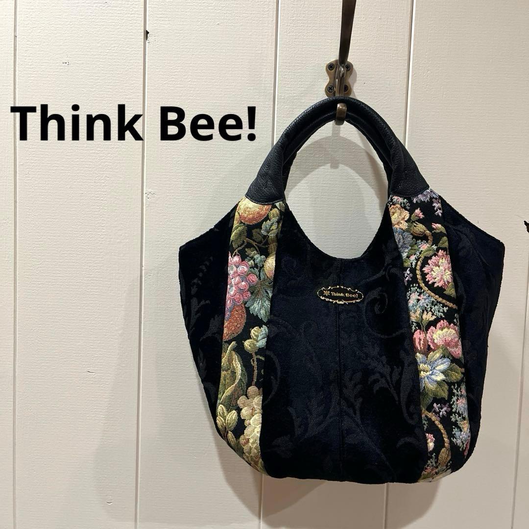 シンクビー Think Bee! バッグ ハンドバッグ 花柄 ブラック カバン