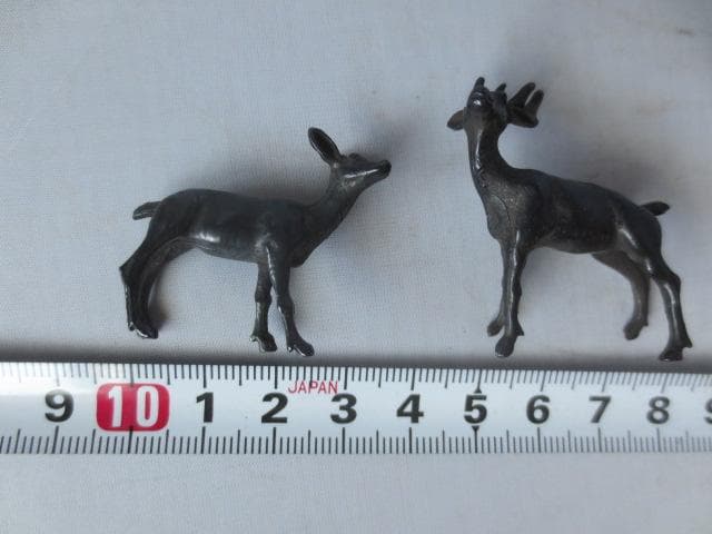 鹿添配　一対　銀製？　添景　添え飾り