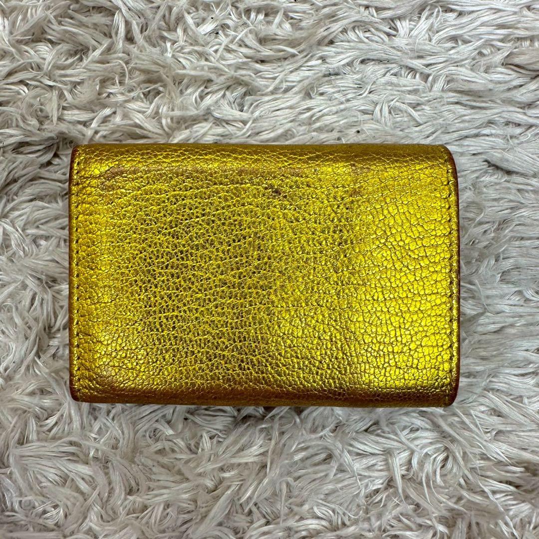 【美品】バレンシアガ 三つ折財布 ゴールド カーフスキン エブリイデイ