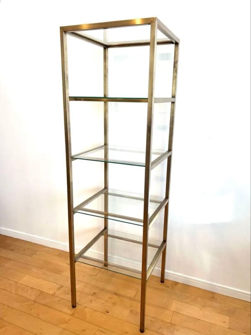 値下げ！ガラス製オープンディスプレイケース 4段 真鍮