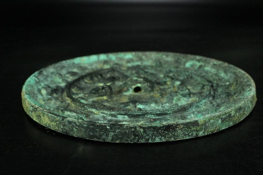 古美術 古鏡 獣紋 銅鏡 φ16cm コレクター蔵品(K-YC539)