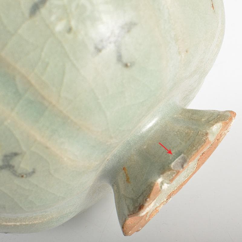 朝鮮美術　韓国　高麗青磁　象嵌花文　輪花碗　V　R7162