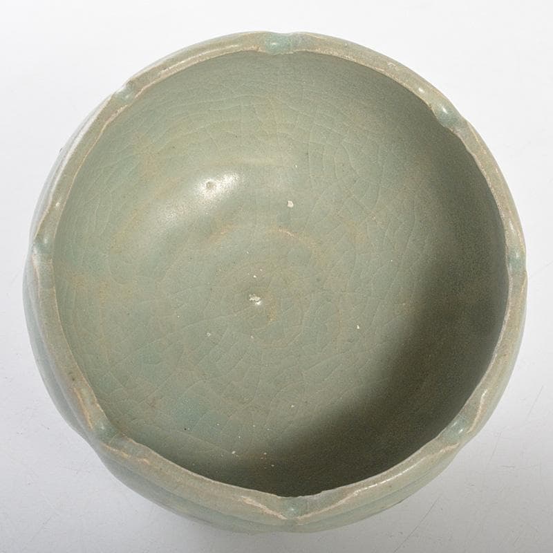 朝鮮美術　韓国　高麗青磁　象嵌花文　輪花碗　V　R7162