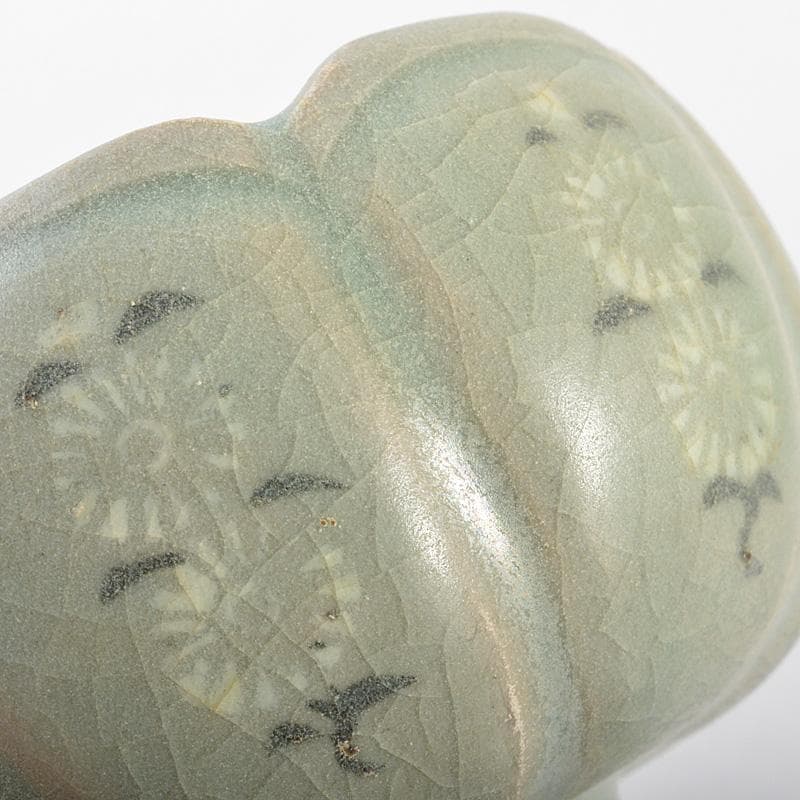 朝鮮美術　韓国　高麗青磁　象嵌花文　輪花碗　V　R7162