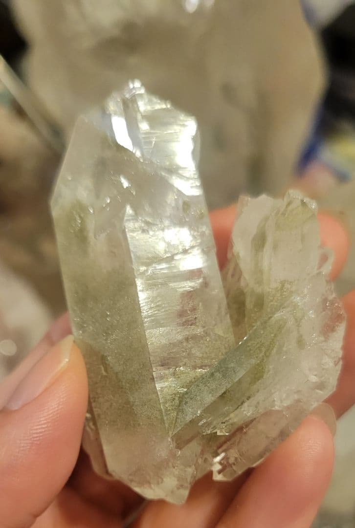 神聖　ガネーシュヒマール産 ヒマラヤ鉱山水晶ポイント クローライト　ネパール産