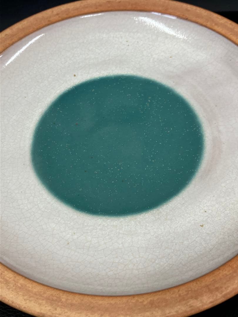 値下げ！未使用　牛ノ戸焼　中井窯　染め分け　緑抜き　大皿　鳥取