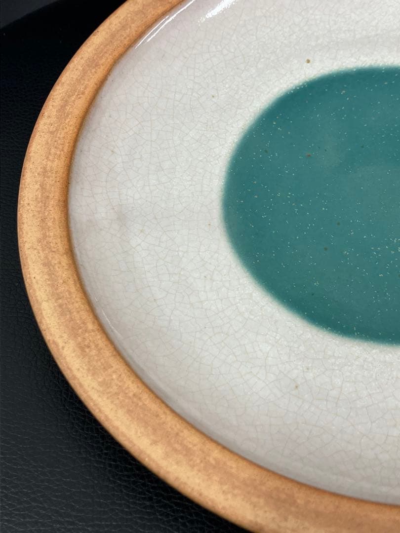 値下げ！未使用　牛ノ戸焼　中井窯　染め分け　緑抜き　大皿　鳥取