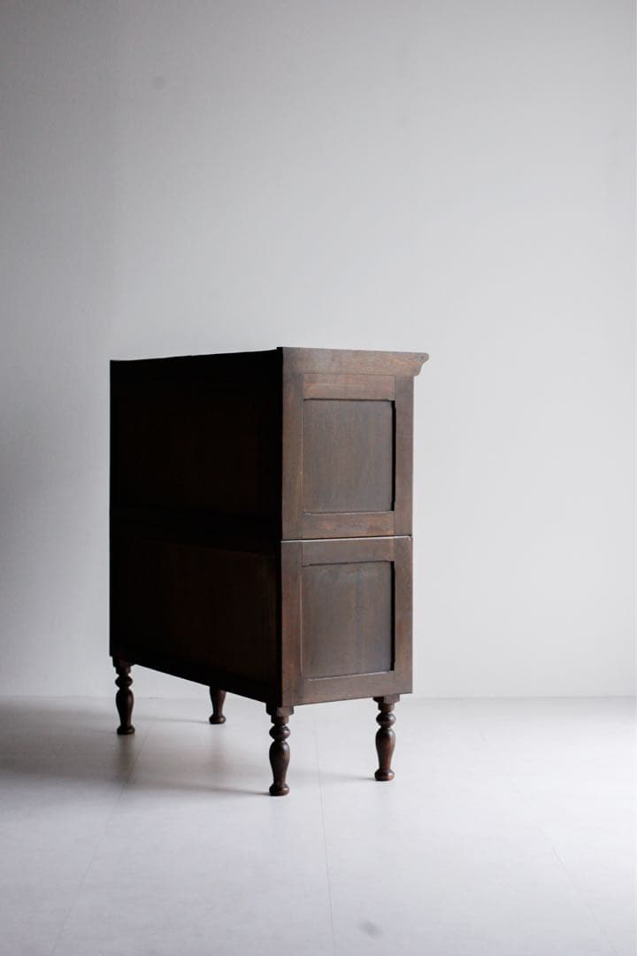 ガラス戸　収納棚　本棚　タモ材　シェルフ キャビネット　アンティーク　古家具