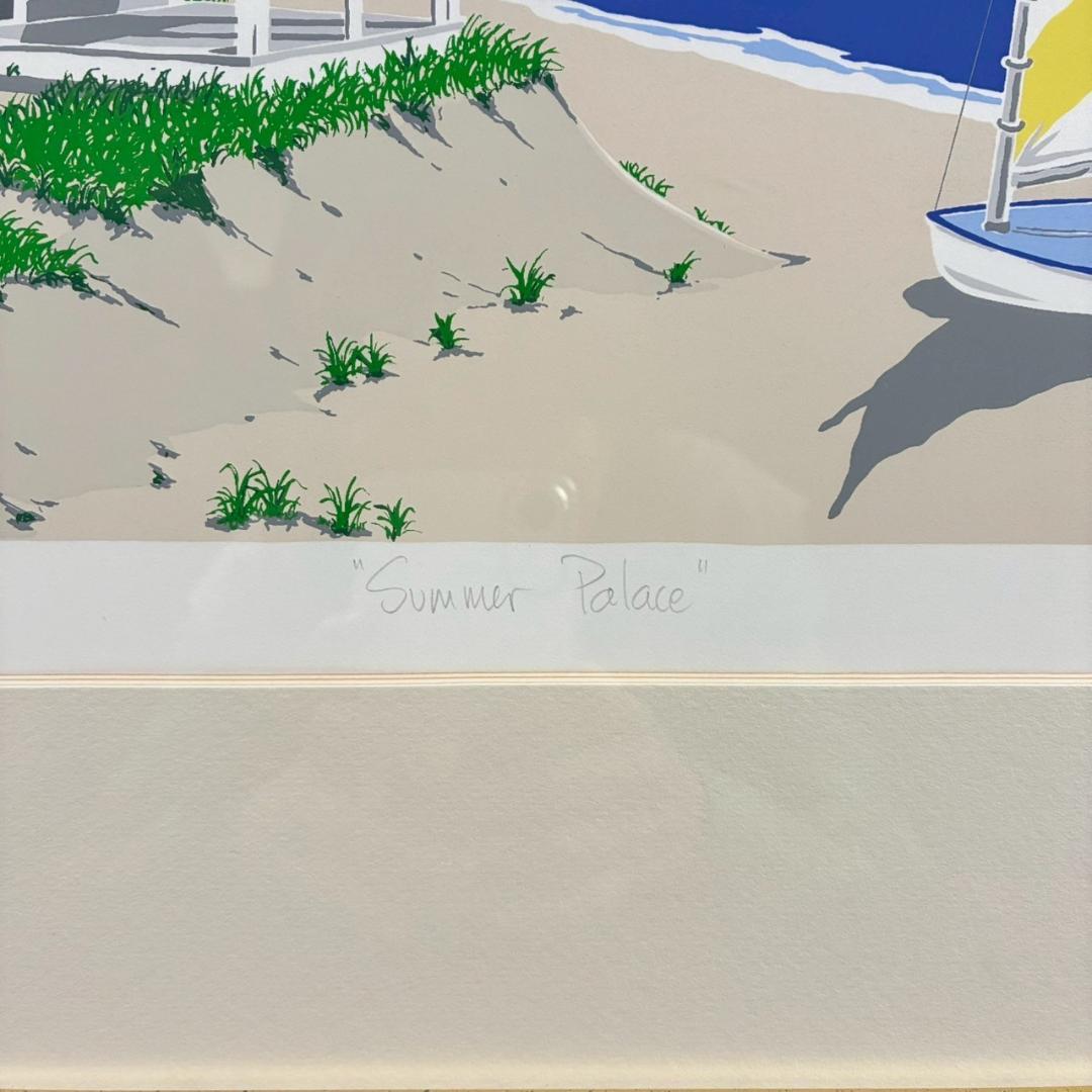 美品 エリック・ホルク「サマーパレス」シルクスクリーン 直筆サイン入り 額縁入り