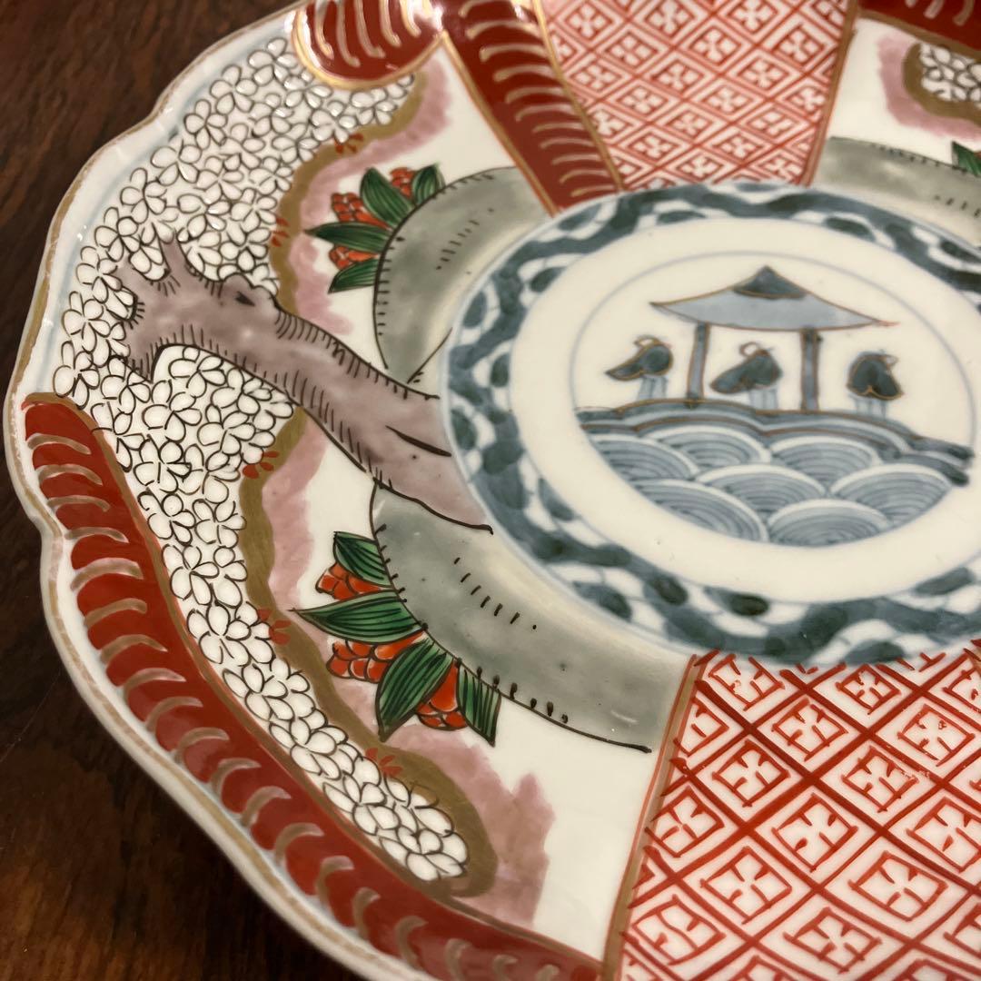 江戸〜明治初期 古伊万里 金彩 色絵 桜 7寸皿 21cm