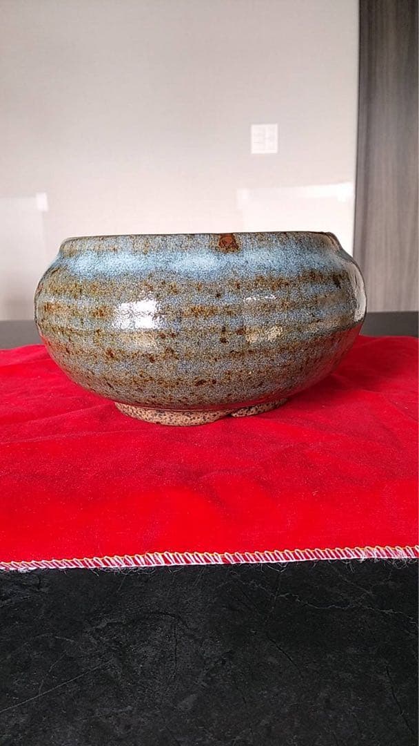 李朝　会寧　国焼　韓国美術　朝鮮美術　海鼠釉　茶道具　煎茶器　小壷