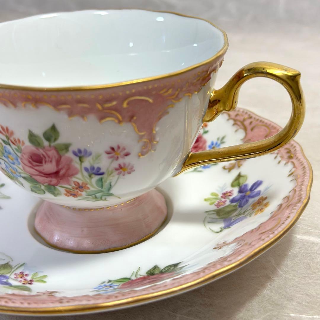 アンティーク　ドレスデン ティーカップ＆ソーサー　ヴィンテージ　一点物