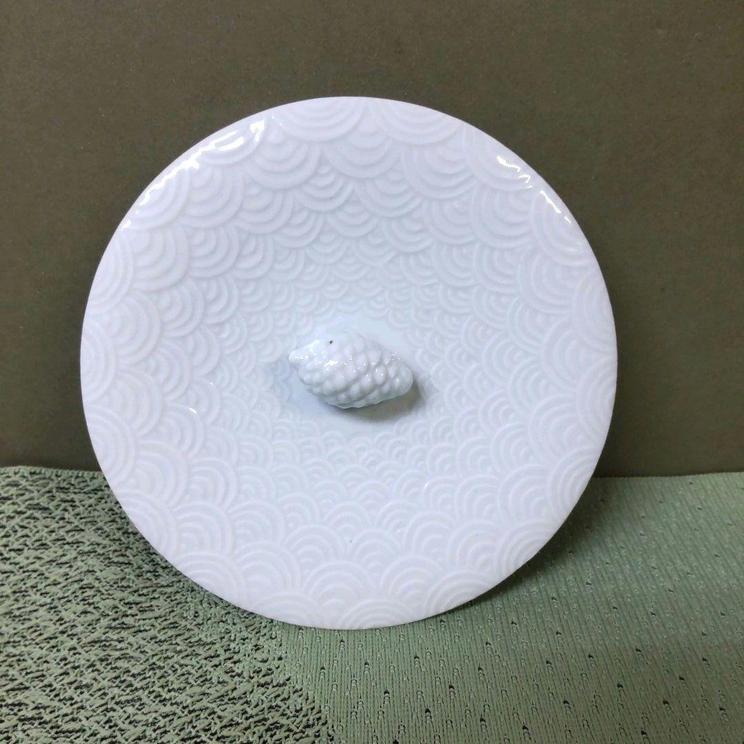 （824）✿特価★有田焼★金武自然作★青海波彫山水画水差【木箱入】破魔オマケ付