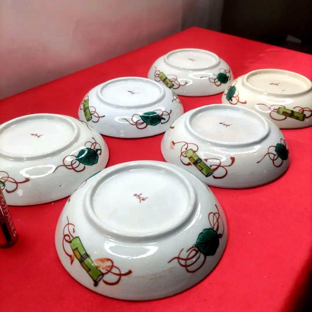 九谷焼　古九谷　色絵　豆皿　小皿　なます皿　6客セット