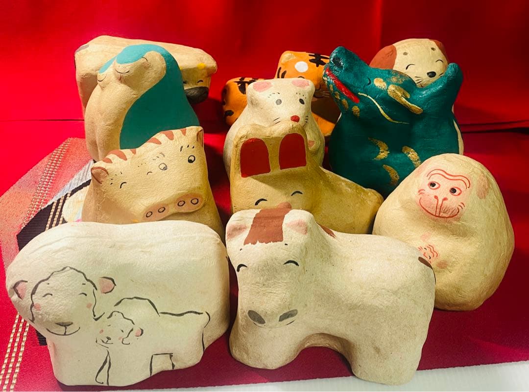 レア　上山張子　ぞう六　蔵六面工房 干支　張り子　置物 11干支