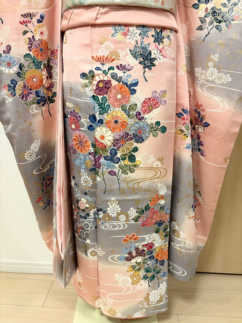 振袖フルセット ピンク グレー 古典柄 金彩 ミントグリーンsMH2512141