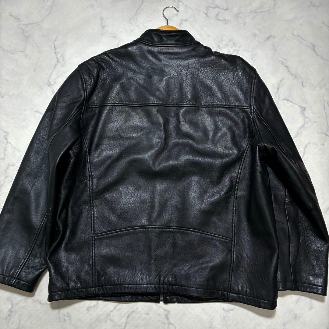 美品/XLサイズ✨ラムレザー シングル ライダースジャケット 羊革 ブラック