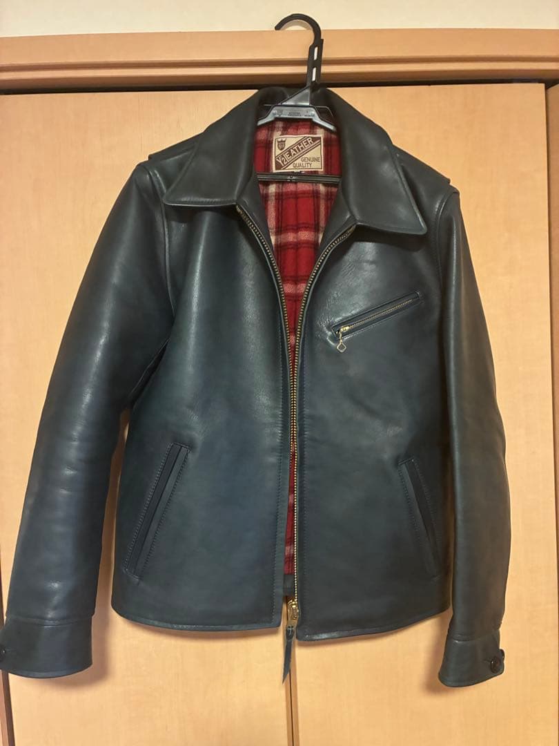 うなぎ　Y2LEATHER レザージャケット　ダークブルー　38