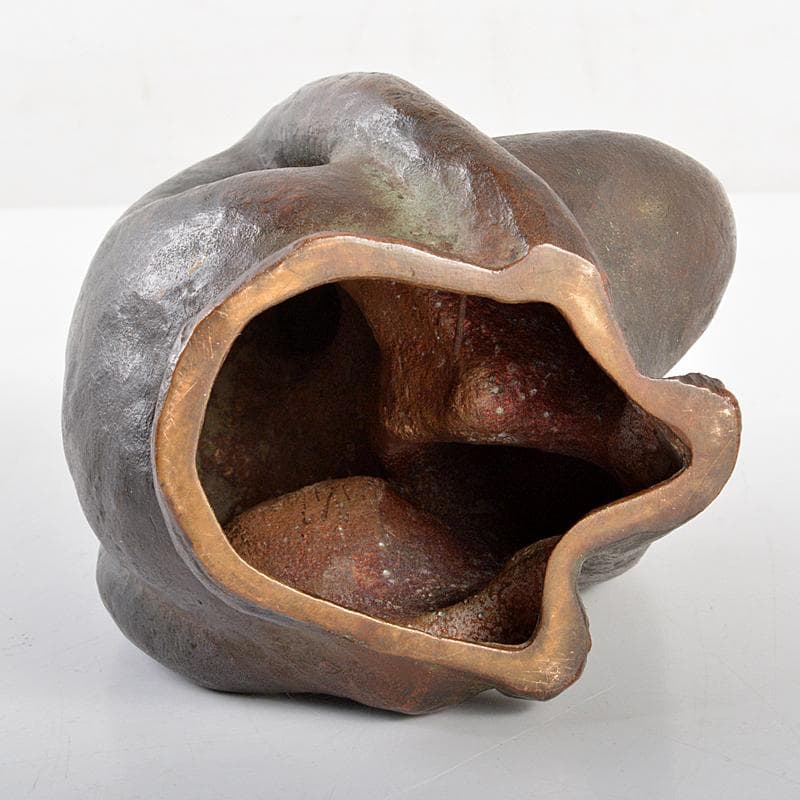 滝川美一作　ブロンズ　坐女　裸婦像　置物　共箱　M　R5604