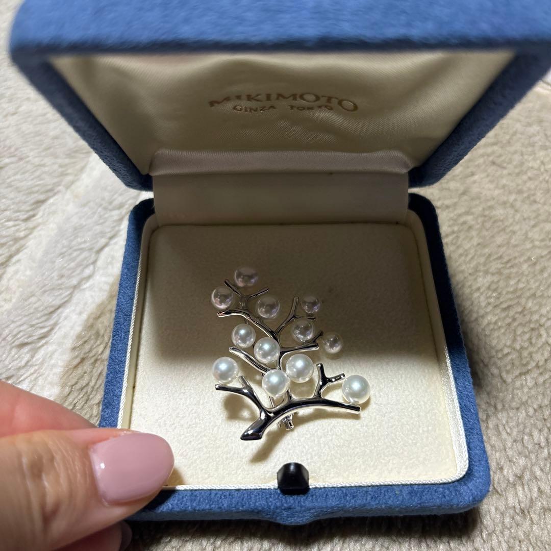 MIKIMOTO 真珠ブローチ 樹木デザイン