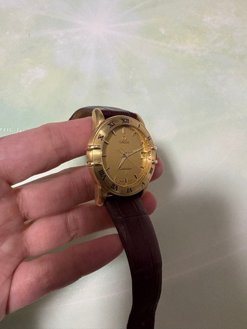 オメガ OMEGA腕時計 革ベルト コンステレーション レザー ゴールド