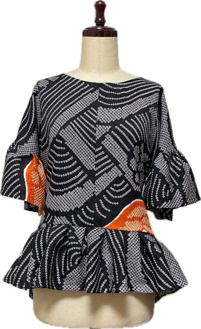 総絞り　着物振り袖リメイク正絹　チュニック　パンツ　ワンピース未使用　3点セット