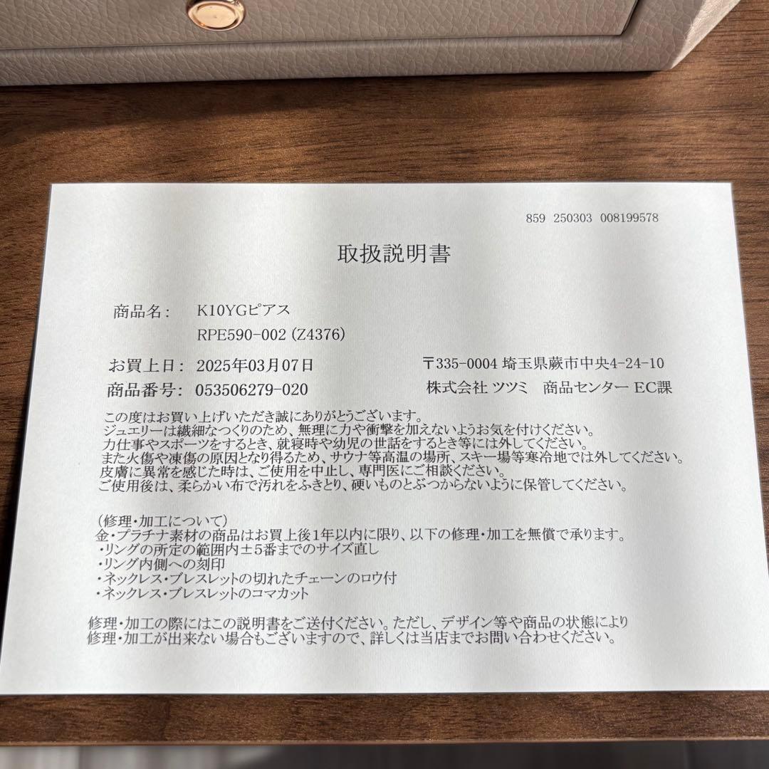 【美品】TSUTSUMI 10金 YG 蝶モチーフ ピアス