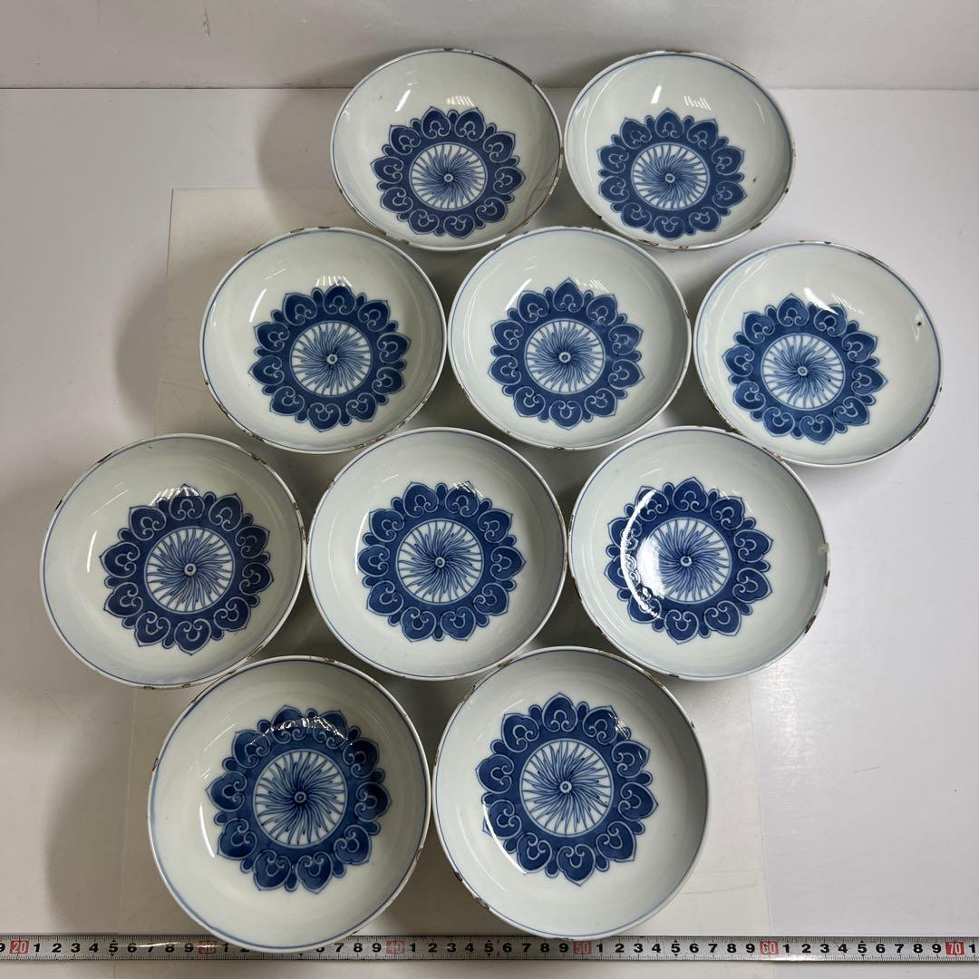 中国清時代　雅在銘　古染付青花鉢10客　木箱付　東Y7-0821⭐︎2Fトコエ