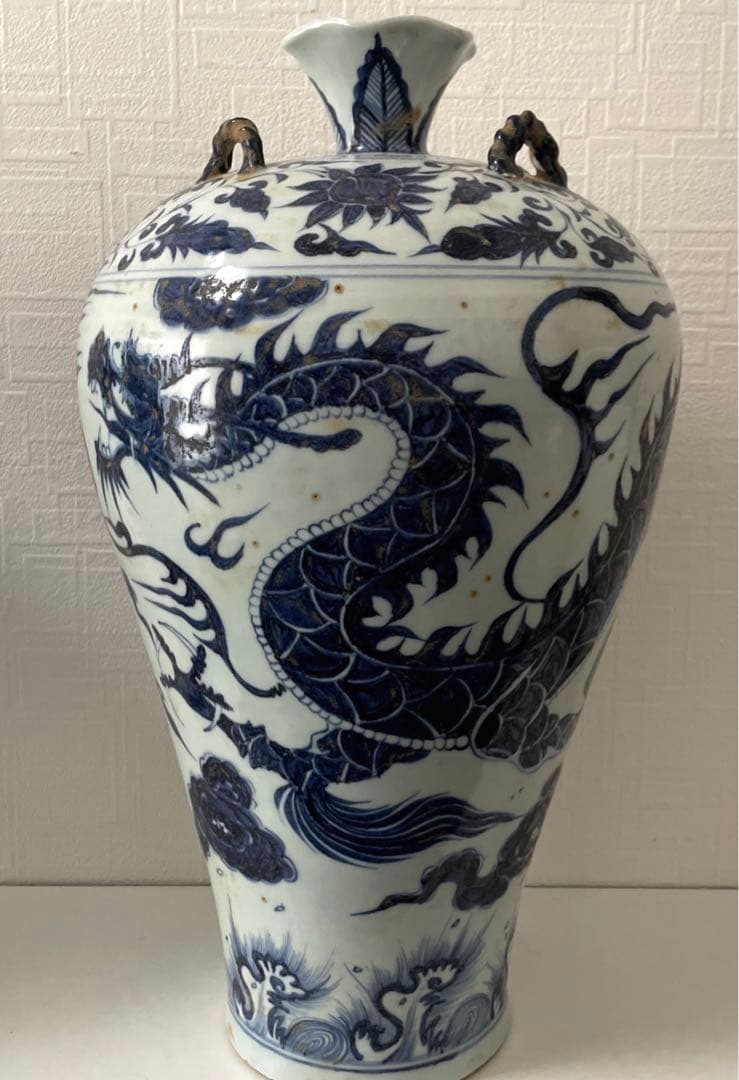 中国　明时代 青花 染付 雲龍紋 大壺 骨董古玩 陶芸古美術