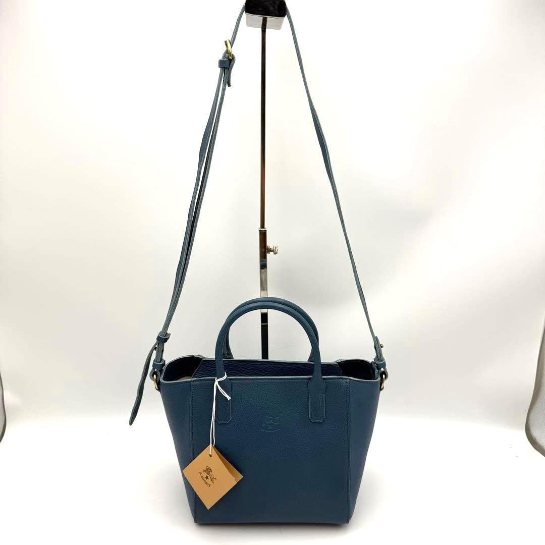 希少 イルビゾンテ クエルチア 2way ハンドバッグ ブルーデニム 新品同様