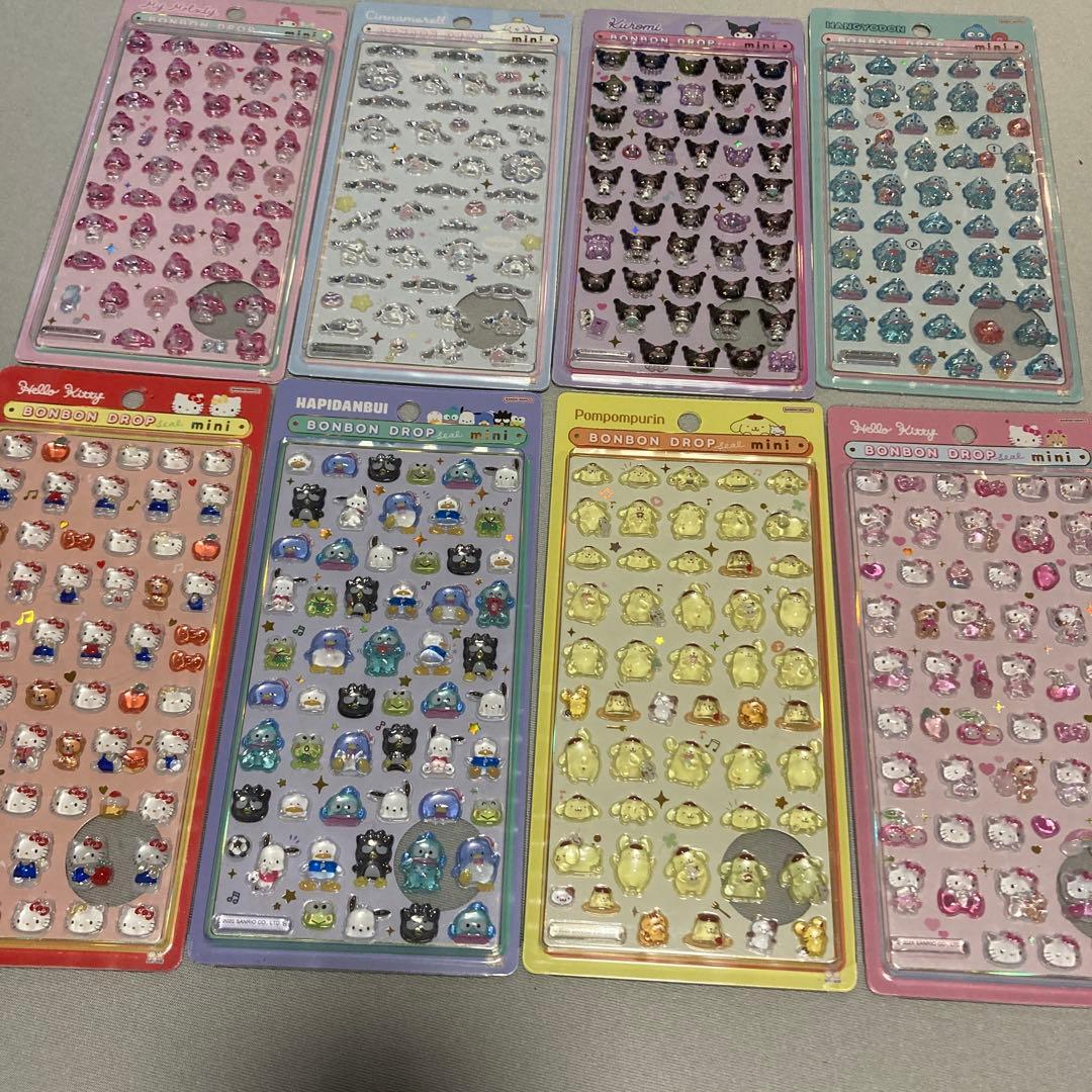 ボンボンドロップシールミニ　サンリオ 8種コンプリート ８枚セット