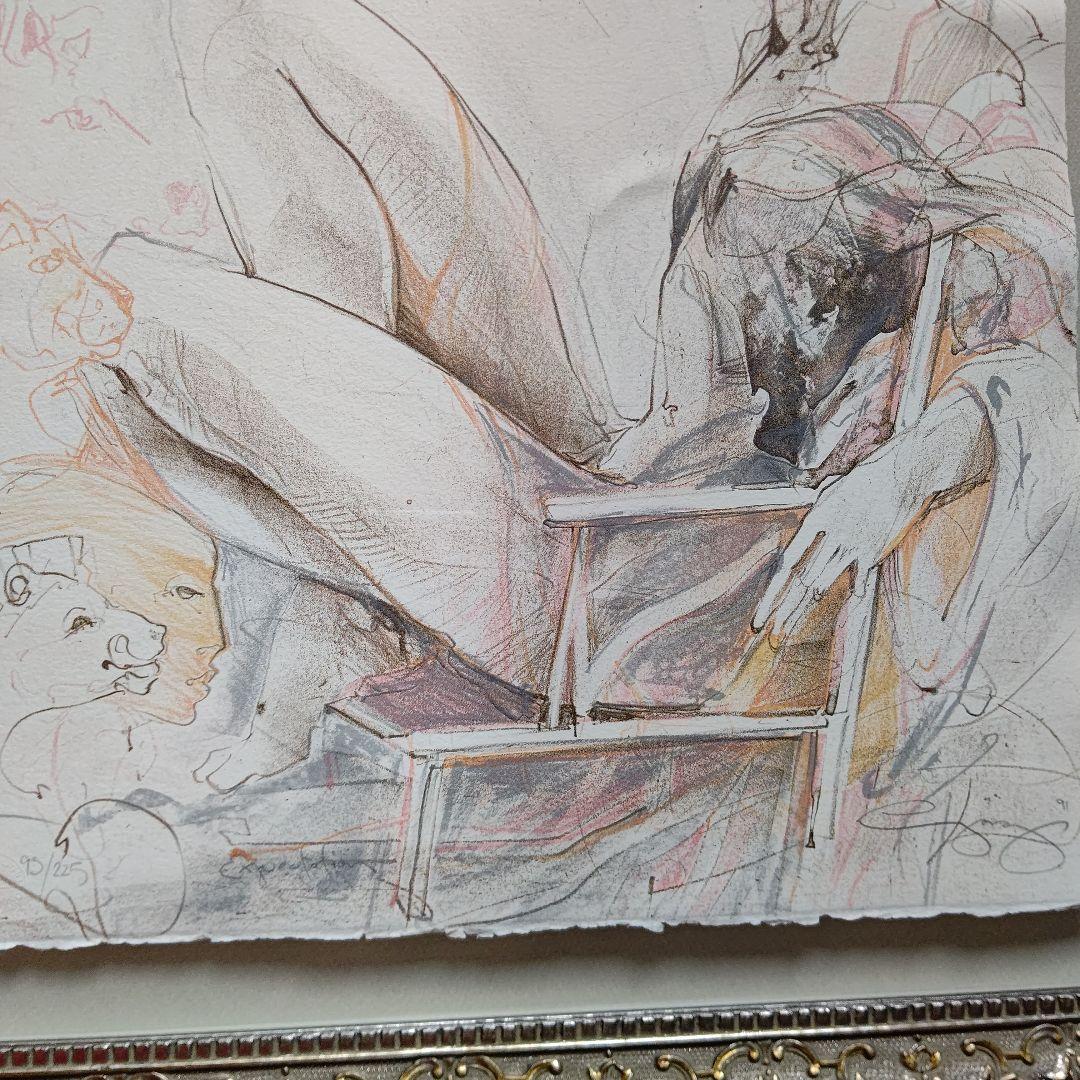 特価◯絵画　スト−ンリトグラフ版画　額装品