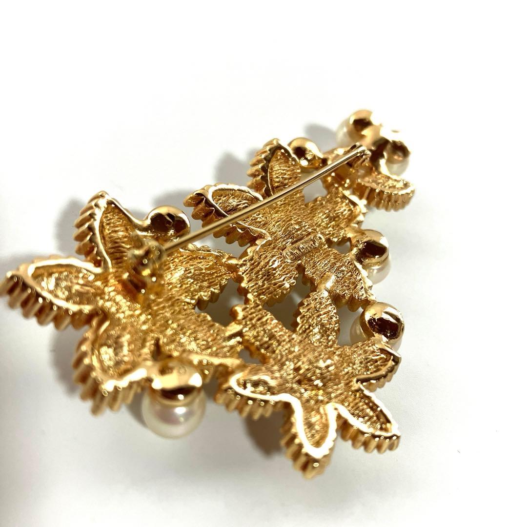 【美品】クリスチャンディオール パール ラインストーン ブローチ