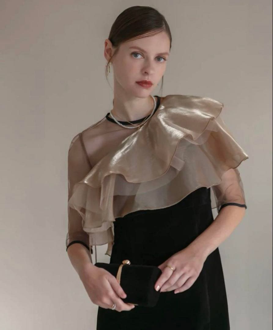 Leja アシンメトリーティアードフリル3WAYベロアIラインドレス Sサイズ