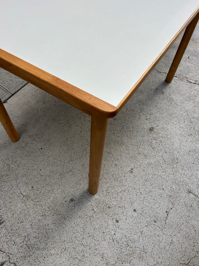 美品　無印　ダイニングセット　メラニン天板　ラウンドチェア2脚　オットマン付き