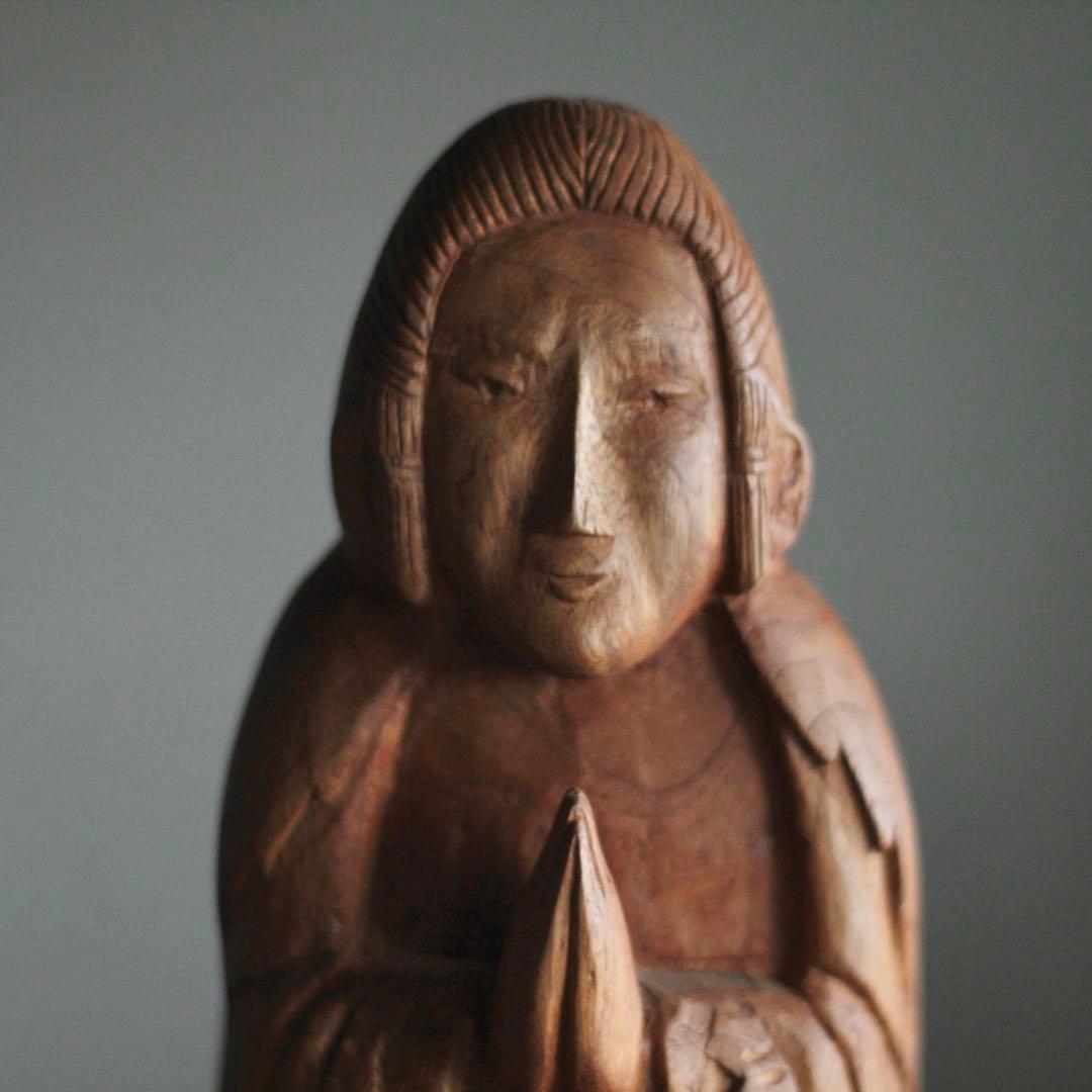 木彫 祈りの像 古道具 民衆仏 アンティーク オブジェ アイヌ？