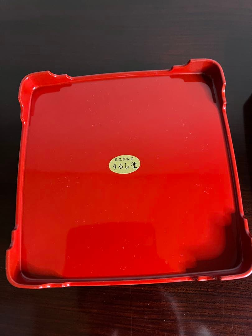 漆塗り 重箱 お盆 セット 朱色 和食器 迎春 お正月 来客用 2段重 日本製