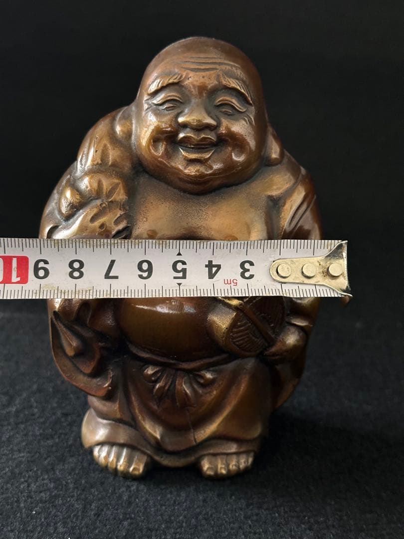 布袋様置物　銅製　高さ約14.5cm 七福神　骨董　古美術