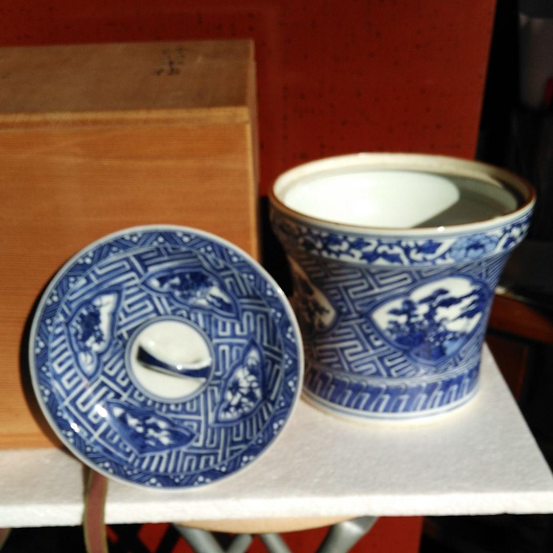 京焼染付水指　祥瑞写