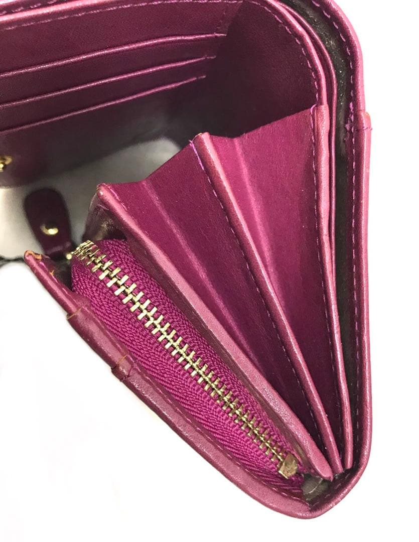 未使用ダコタDakota二つ折り財布レディースリードクラシックチェリーピンクレア