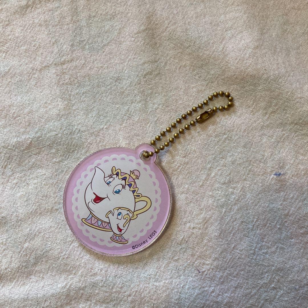 キーホルダー　アクリル　ポット夫人&チップ君　美女と野獣　ディズニー