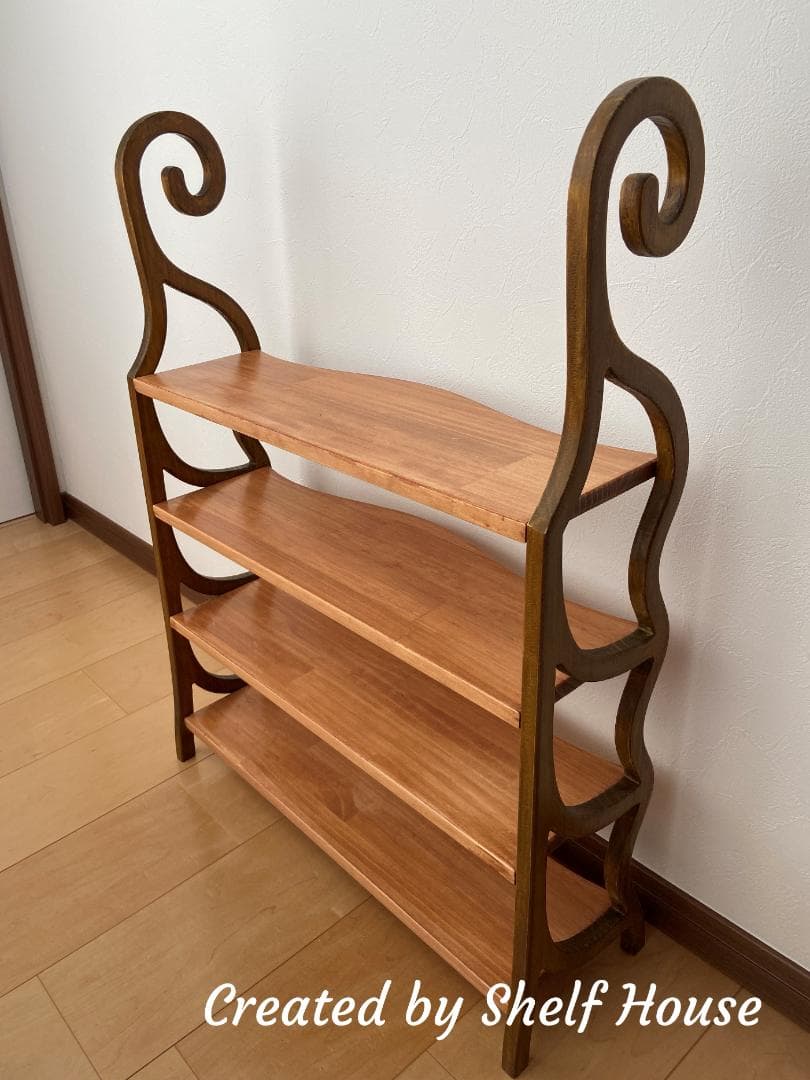 アンティーク調の曲線木製棚 K